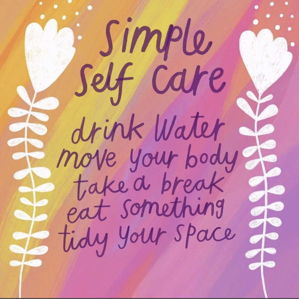 Simple self-care tips with floral theme.