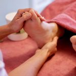 A calming reflexology session focused on hormonal balance.
